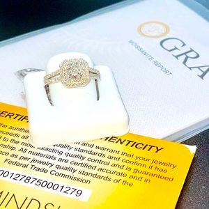 VVS GRA certified Moissanite diamond engagement ring, 100% passes diamond tester